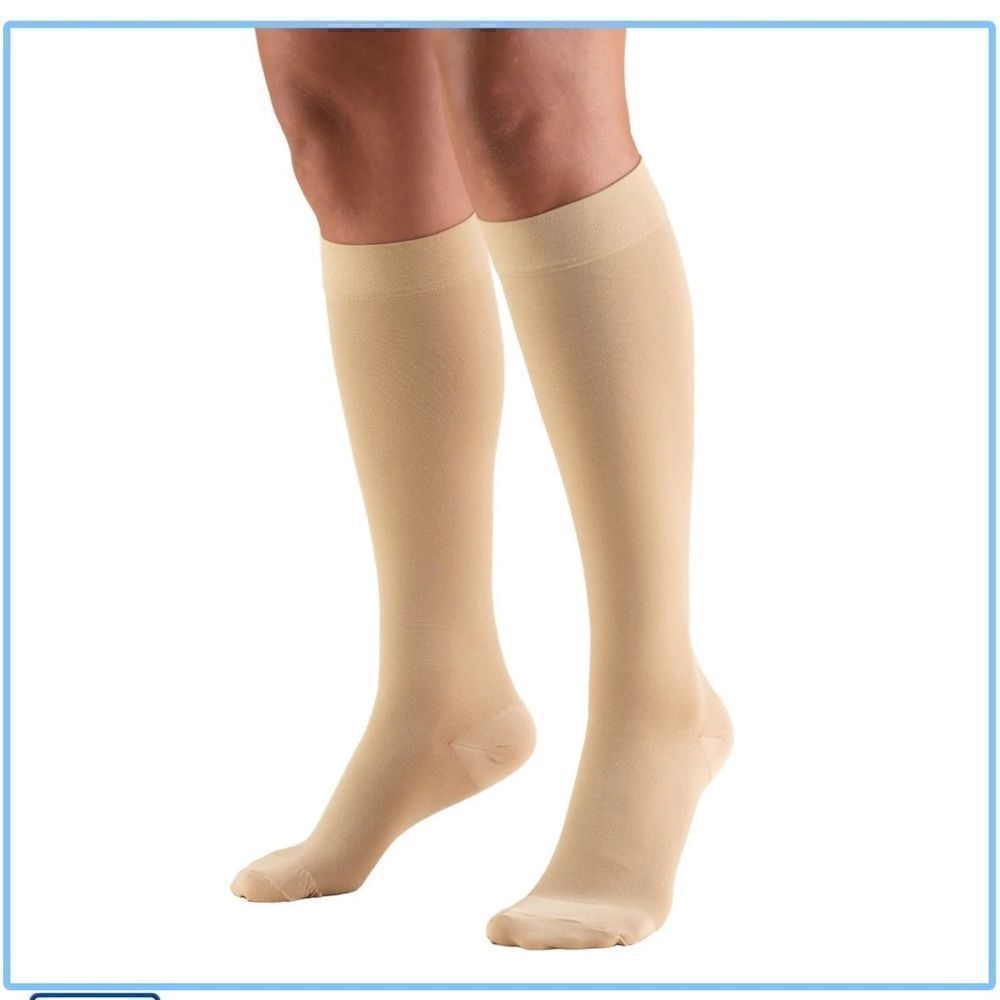 TRUFORM Classic Medical Closed Toe Knee High Support Stockings Medium Beige